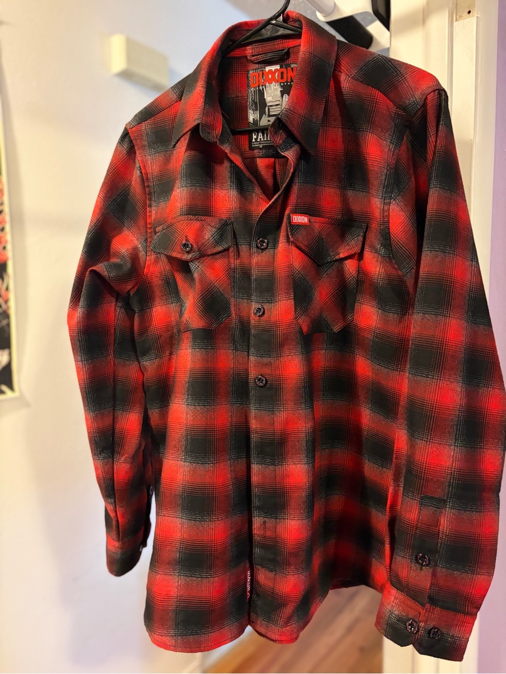 DIXXON Red and Black Plaid Casual Button-Down Shirt